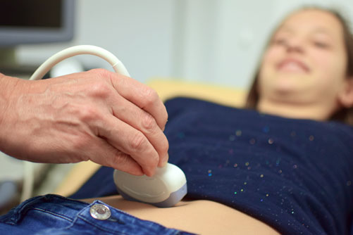 Kinderchirurgie Ultraschall Nahaufnahme Ultraschalluntersuchung Kind